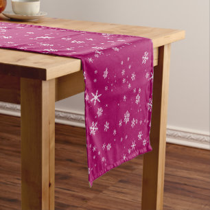 Snowflake Pattern on Purple Christmas Short Table Runner
