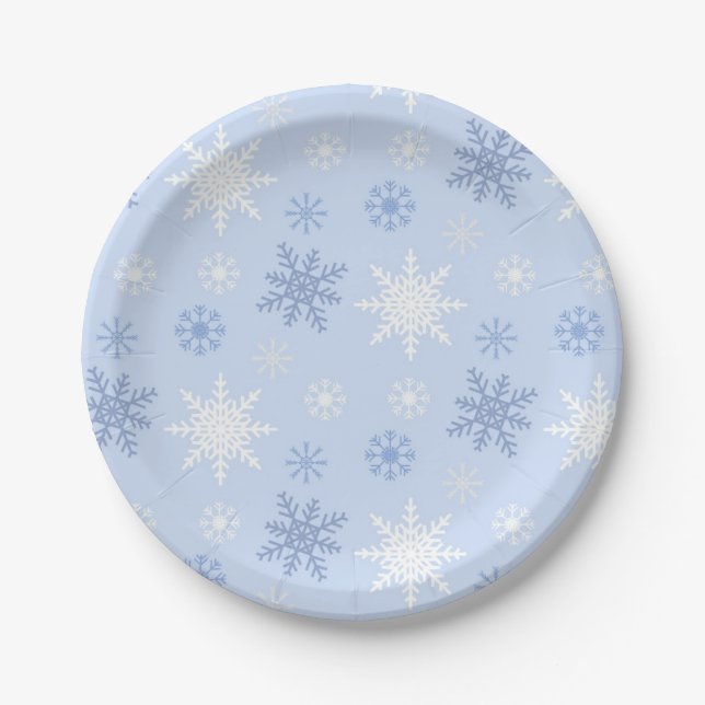Snowflake pattern paper plate (Front)