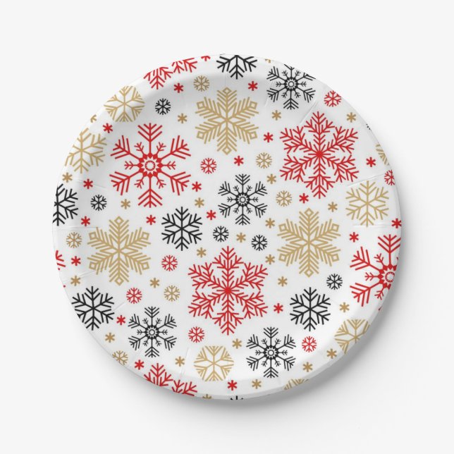 Snowflake pattern paper plate (Front)