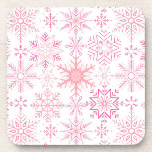 Snowflake pattern Pink Coaster