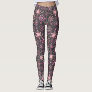 Snowflake pattern Pink D Grey BG Leggings