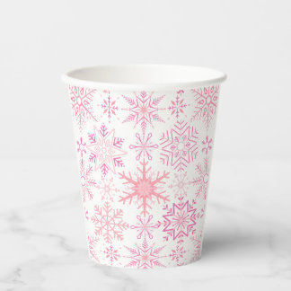 Snowflake pattern Pink Paper Cups