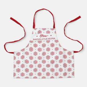Snowflake Pattern Red and White Cute Christmas Apron
