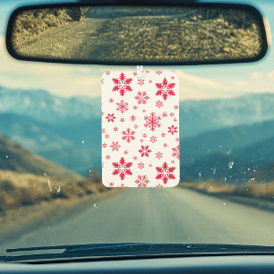 Snowflake Pattern, Red Snowflakes, Snow, White Car Air Freshener