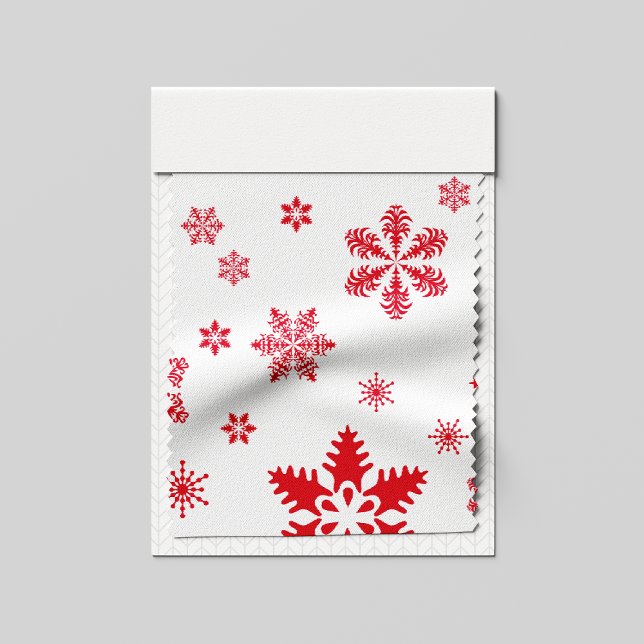 Snowflake Pattern, Red Snowflakes, Snow, White Fabric (Creator Uploaded)