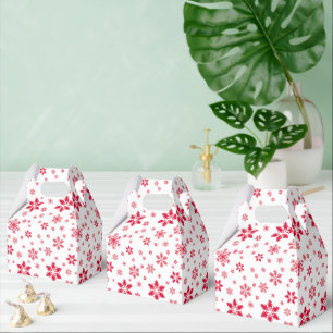 Snowflake Pattern, Red Snowflakes, Snow, White Favour Box