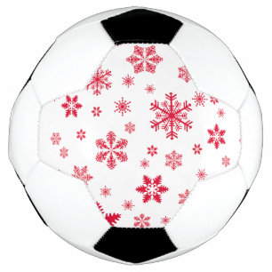 Snowflake Pattern, Red Snowflakes, Snow, White Soccer Ball