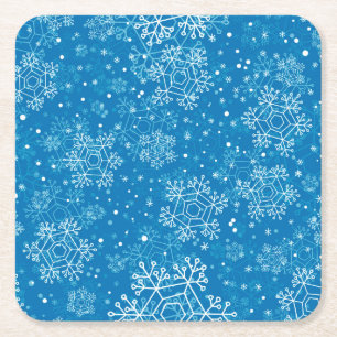 Snowflake pattern square paper coaster