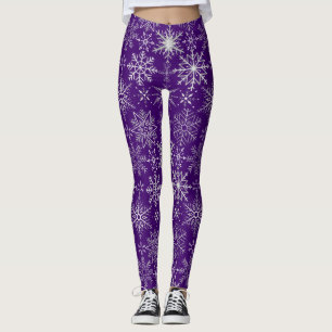 Snowflake pattern White. D Purple BG Leggings