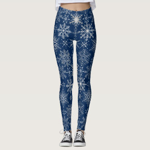 Snowflake pattern White.Dark Blue BG Leggings