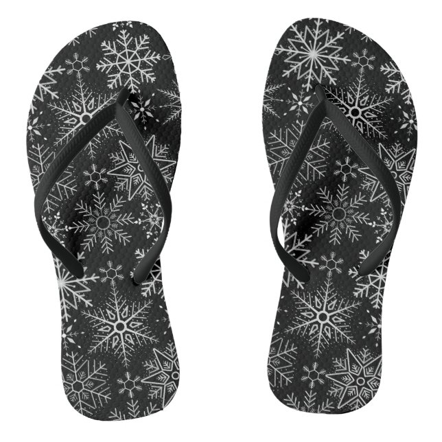 Snowflake pattern White. Light Blue BG Jandals (Footbed)