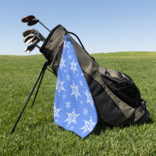 Snowflake Pattern, White Snowflakes, Snow, Blue Golf Towel