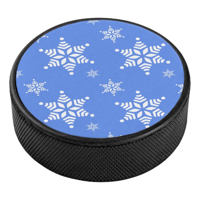 Snowflake Pattern, White Snowflakes, Snow, Blue Hockey Puck (3/4)