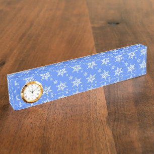 Snowflake Pattern, White Snowflakes, Snow, Blue Nameplate