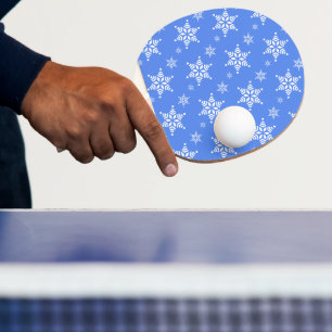 Snowflake Pattern, White Snowflakes, Snow, Blue Ping Pong Paddle