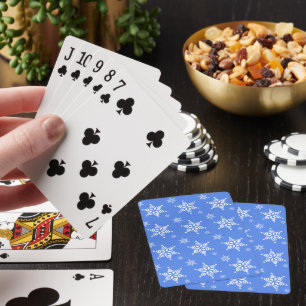 Snowflake Pattern, White Snowflakes, Snow, Blue Playing Cards