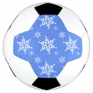 Snowflake Pattern, White Snowflakes, Snow, Blue Soccer Ball