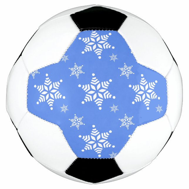 Snowflake Pattern, White Snowflakes, Snow, Blue Soccer Ball (Front)