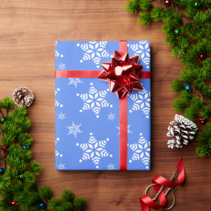 Snowflake Pattern, White Snowflakes, Snow, Blue Wrapping Paper
