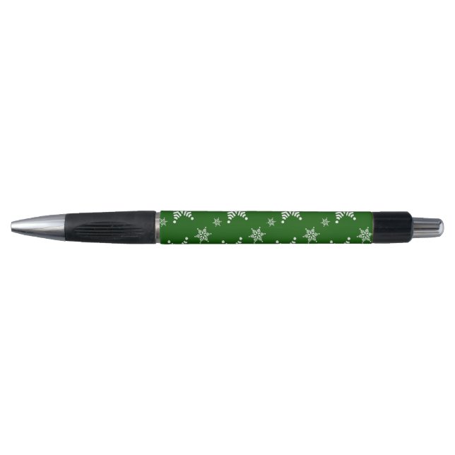 Snowflake Pattern, White Snowflakes, Snow, Green (Front)