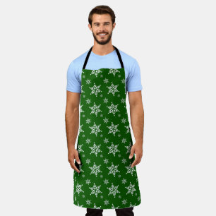 Snowflake Pattern, White Snowflakes, Snow, Green Apron