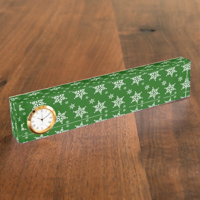 Snowflake Pattern, White Snowflakes, Snow, Green Nameplate (Side)