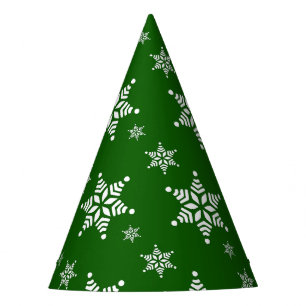 Snowflake Pattern, White Snowflakes, Snow, Green Party Hat