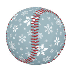 Snowflake Pattern, White Snowflakes, Snow, Grey Baseball