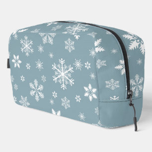 Snowflake Pattern, White Snowflakes, Snow, Grey Dopp Kit