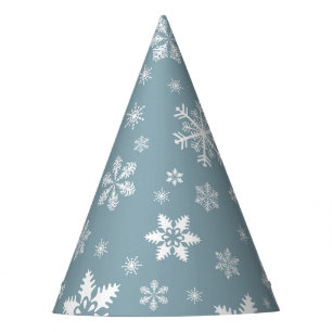 Snowflake Pattern, White Snowflakes, Snow, Grey Party Hat