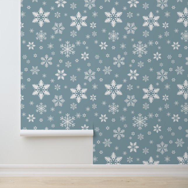 Snowflake Pattern, White Snowflakes, Snow, Grey Wallpaper (Application)