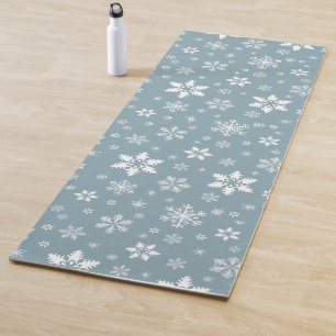 Snowflake Pattern, White Snowflakes, Snow, Grey Yoga Mat