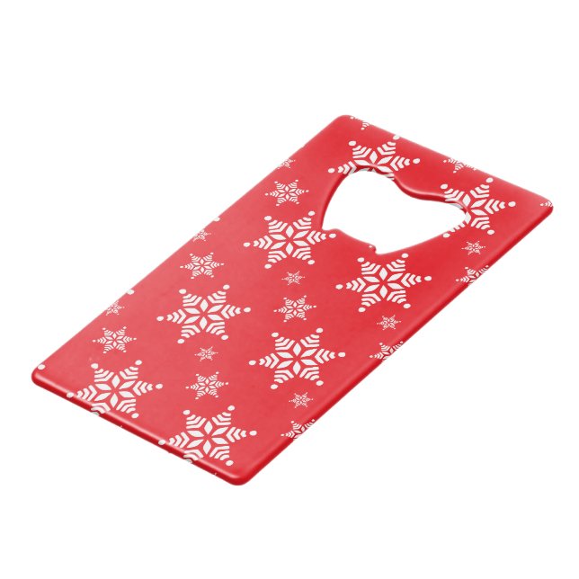 Snowflake Pattern, White Snowflakes, Snow, Red (Front Angled)