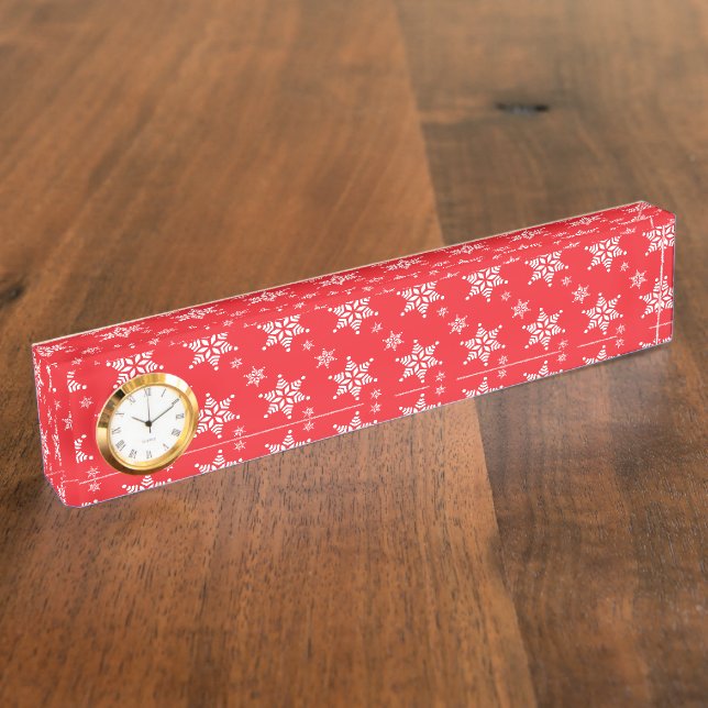 Snowflake Pattern, White Snowflakes, Snow, Red Nameplate (Side)