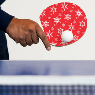 Snowflake Pattern, White Snowflakes, Snow, Red Ping Pong Paddle