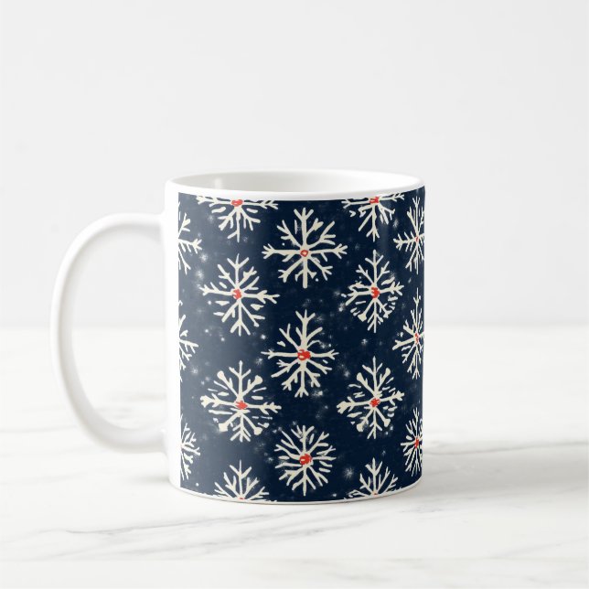 Snowflake Pattern Winter Style Coffee Mug (Left)