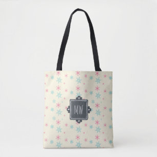 Snowflake Pattern With Fancy Square Personalised Tote Bag