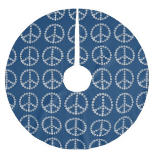 Snowflake Peace Signs Christmas Tree Skirt