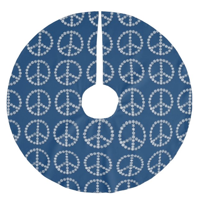 Snowflake Peace Signs Christmas Tree Skirt (Front)