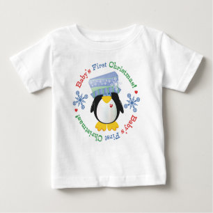 Snowflake Penguin Baby's First Christmas Baby T-Shirt