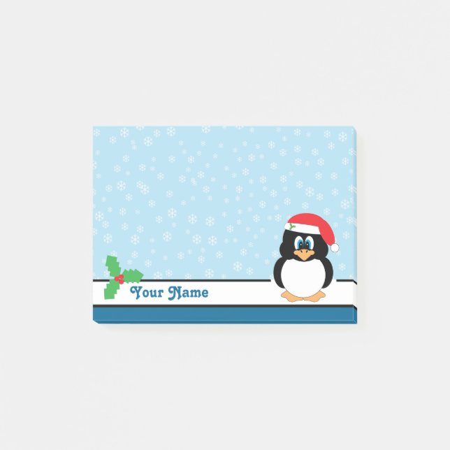 Snowflake Penguin Christmas Post-it® Notes (Front)