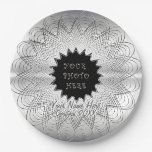 Snowflake (Personalised Photo Plate) Paper Plate