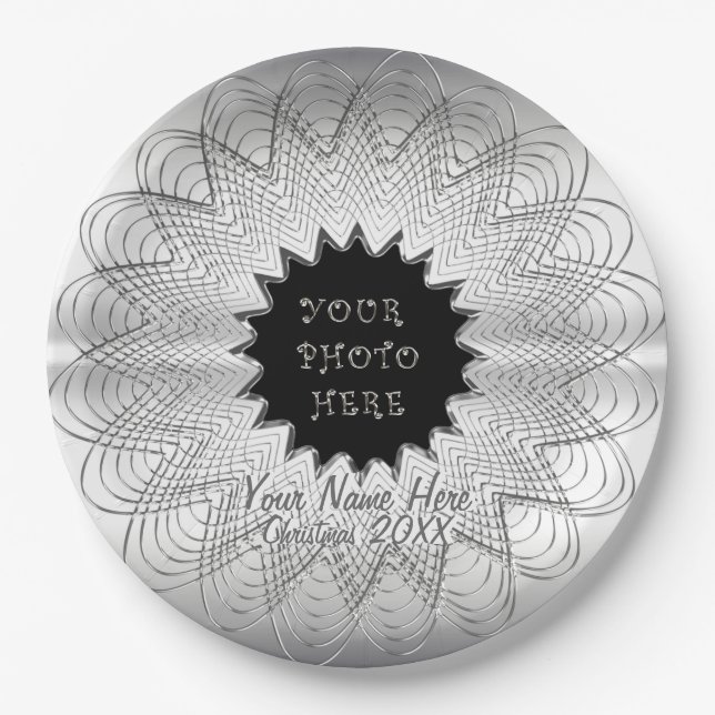 Snowflake (Personalised Photo Plate)  Paper Plate (Front)