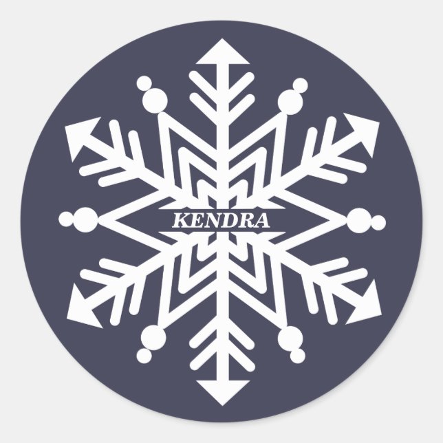 Snowflake Personalised With Your Name Classic Round Sticker (Front)