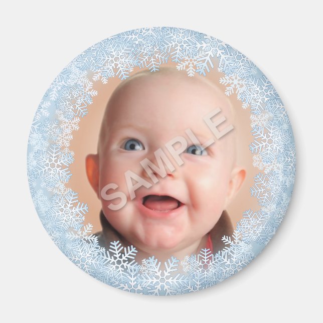 Snowflake Photo Frame Magnet (Front)