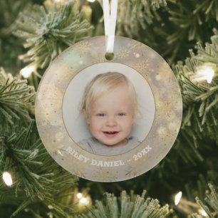 Snowflake Photo Glass Tree Decoration