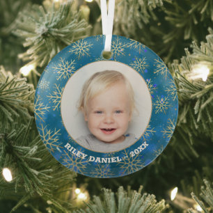 Snowflake Photo Glass Tree Decoration