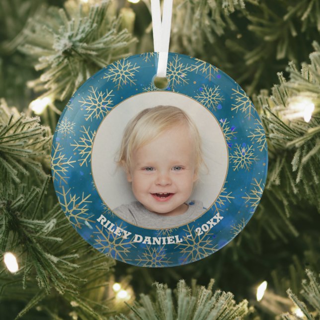 Snowflake Photo Glass Tree Decoration (Insitu)