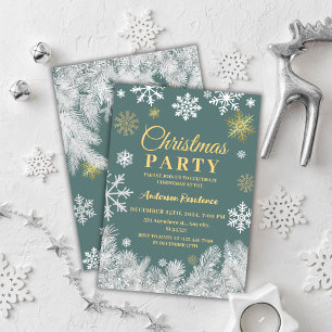 Snowflake Pine Elegant Corporate Christmas Party Invitation