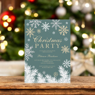 Snowflake Pine Elegant Corporate Christmas Party Invitation